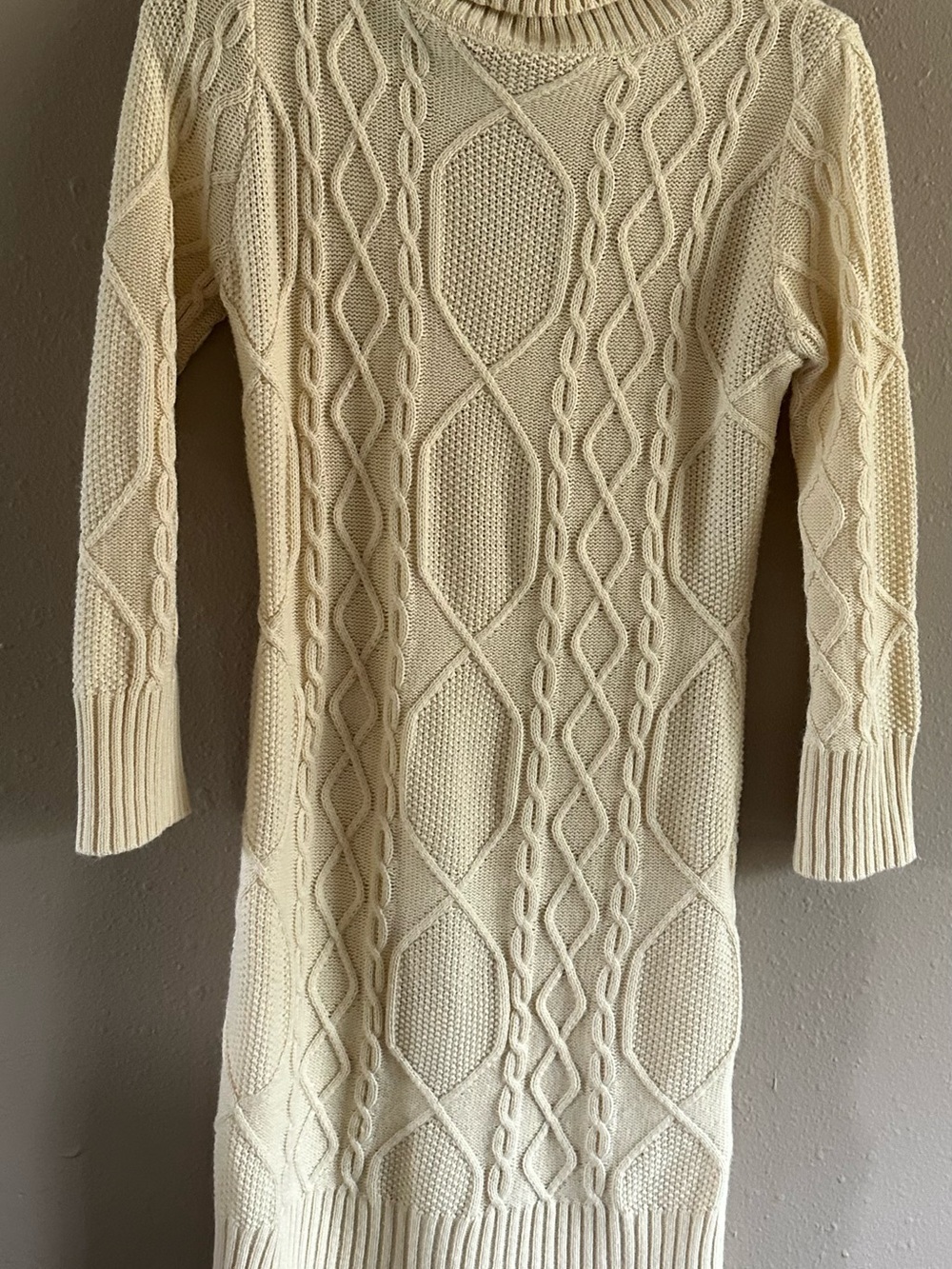 Cream Cable Knit Women’s Sweater Dress